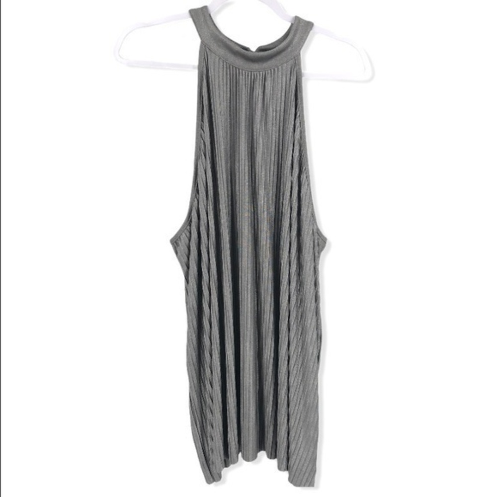 INC. Shimmery Silver Pleated Size 3X Blouse.